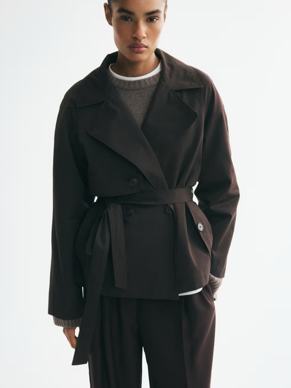 H&M SHORT TIE-BELT TRENCH COAT